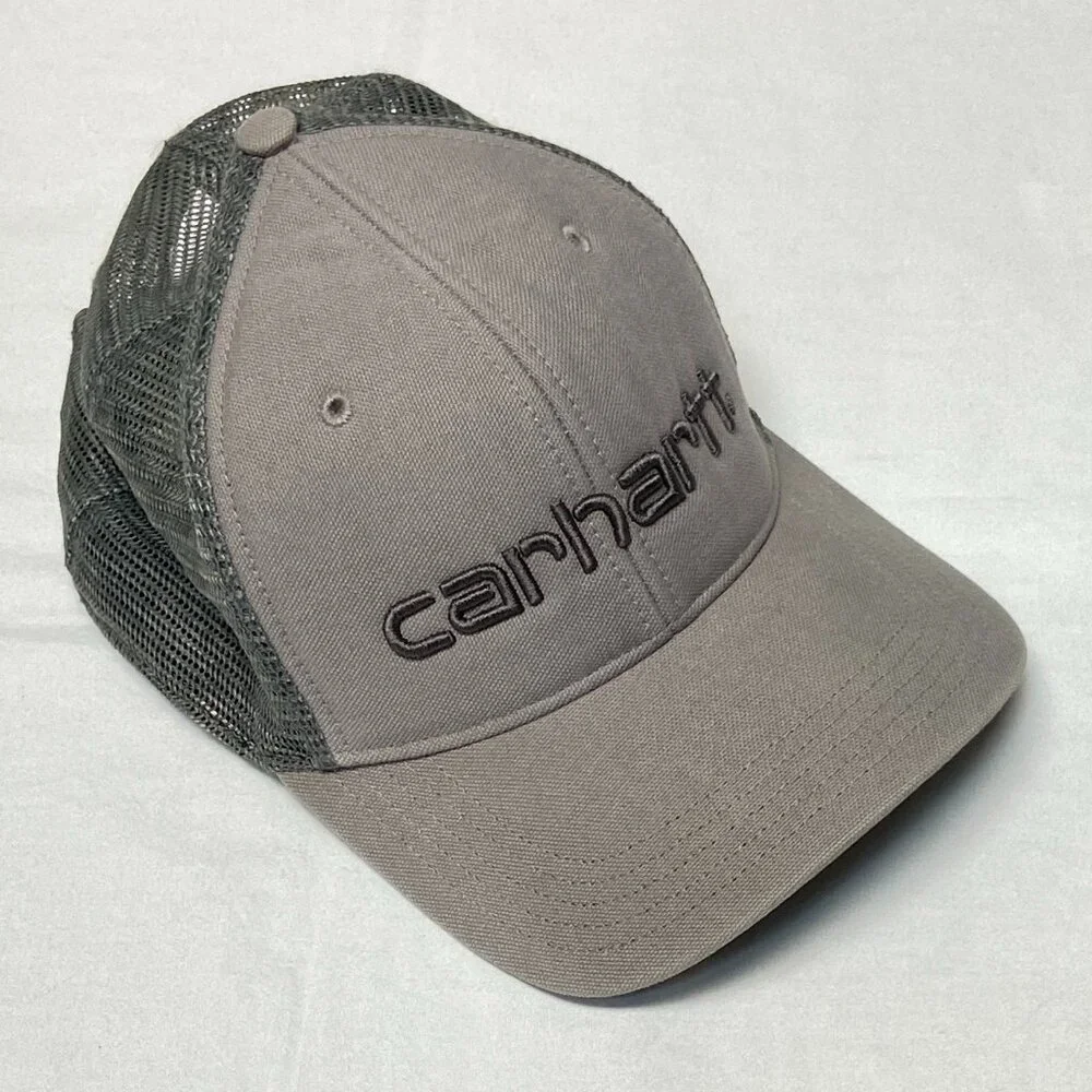 Carhartt Embroidered Logo Grey Green Mesh Trucker Snapback Hat Cap Unisex OS
